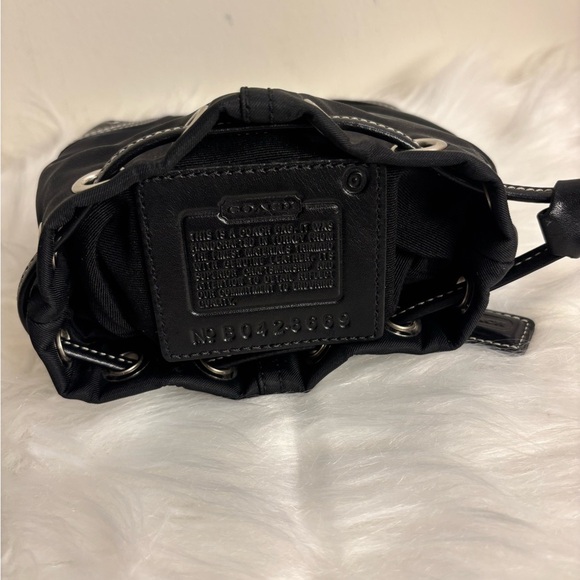 COACH Mini Drawstring Signature Nylon & Leather Coin Pouch Purse - Picture 8 of 9